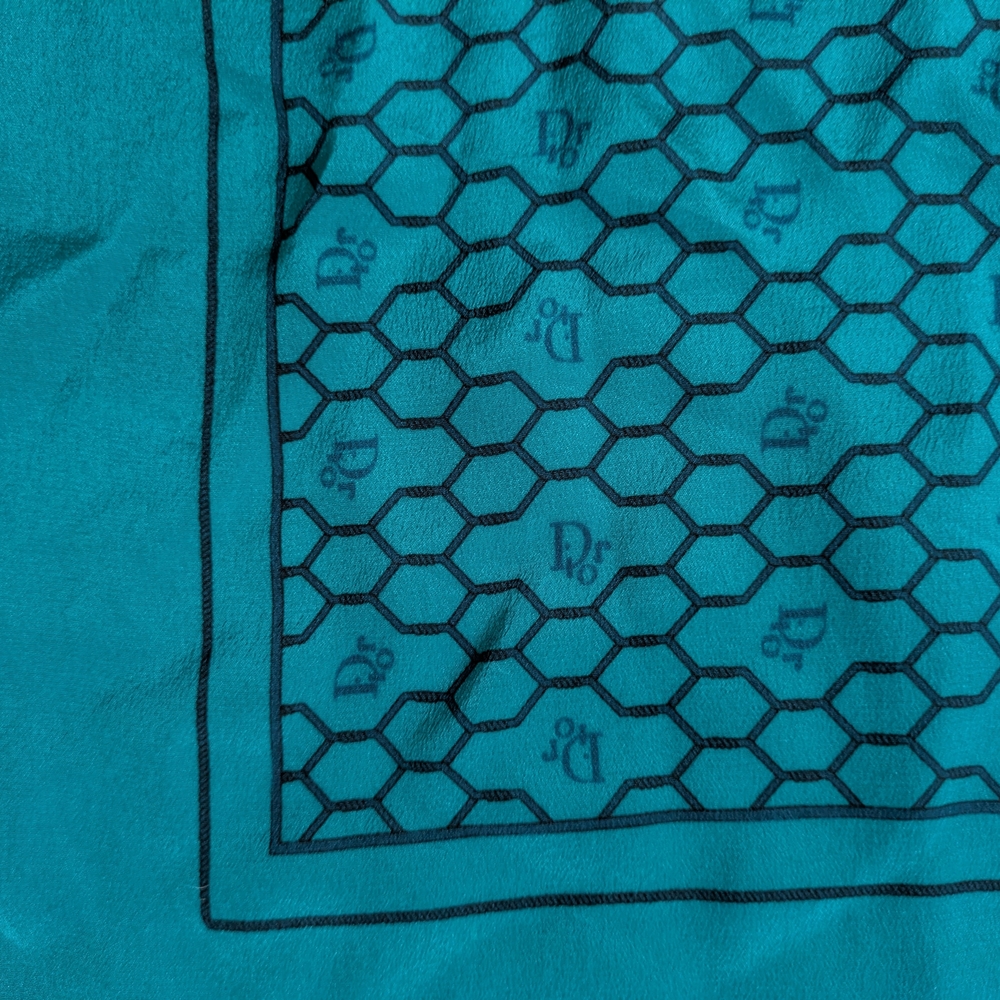 Dior Teal Honeycomb Pattern Scarf - Picture 4 of 6